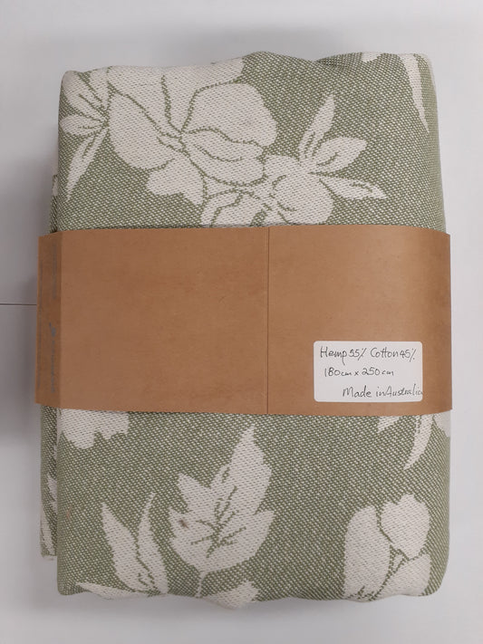 Queen Sized Hemp Throw - Green