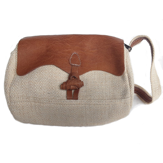 Hemp and Leather Shoulder Bag
