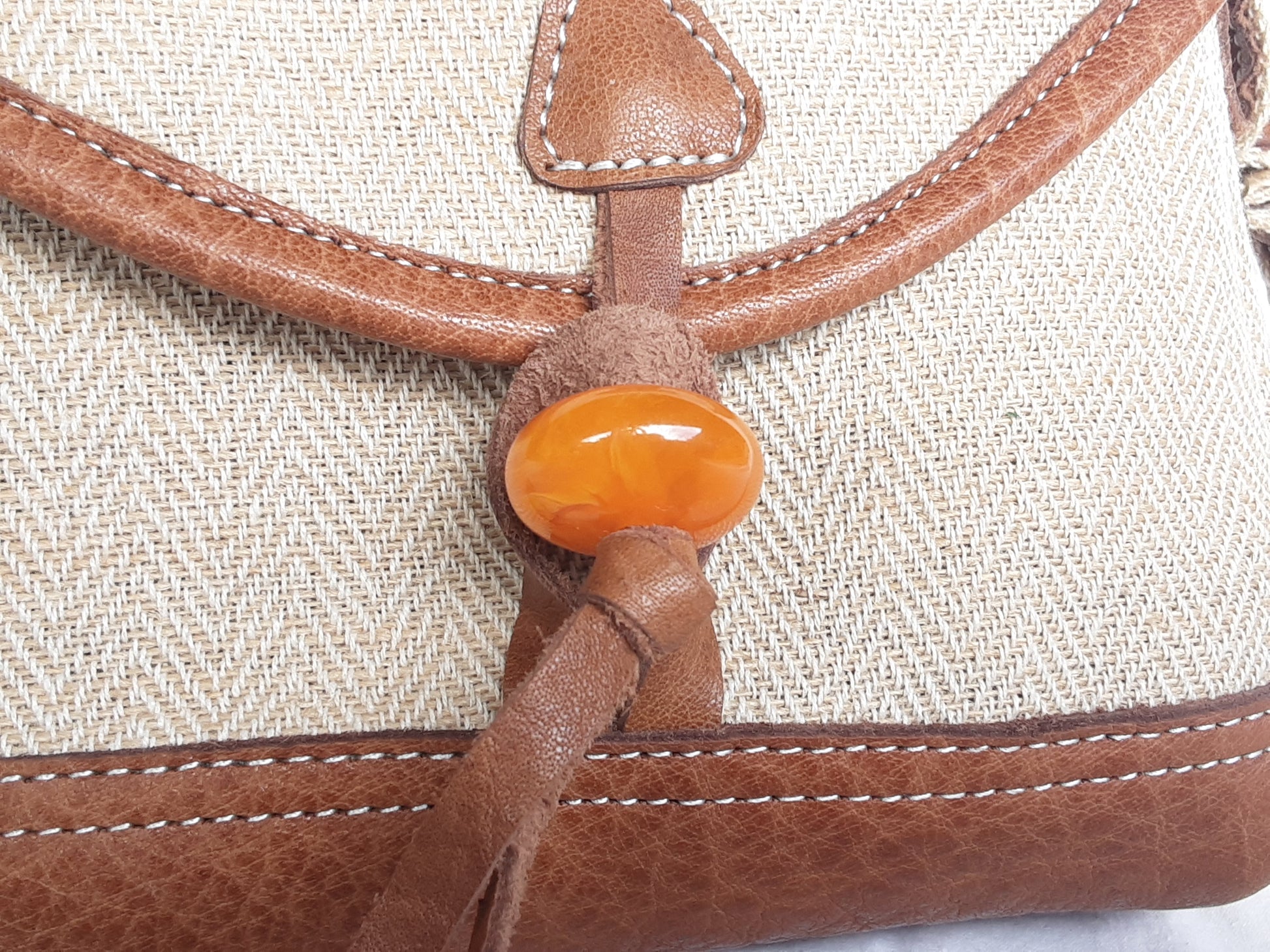 Hemp and Leather Nepalese Bag