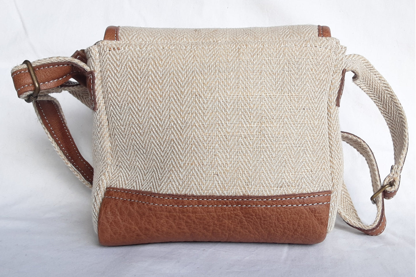 Hemp and Leather Nepalese Bag