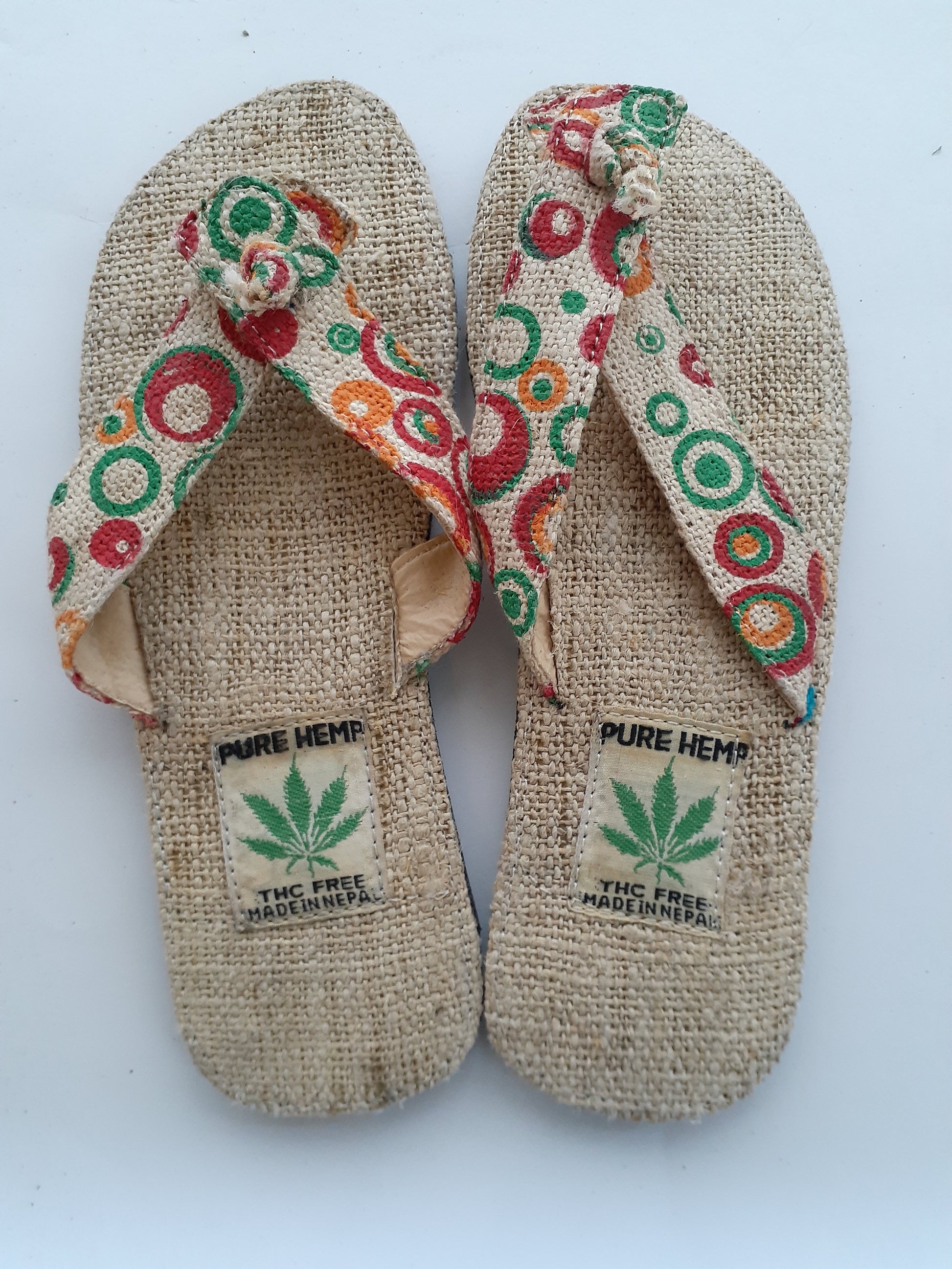 Handmade Colorful Nepalese Hemp Sandals / Thongs / Slides / Flip-flops / Jandals - Bubbles