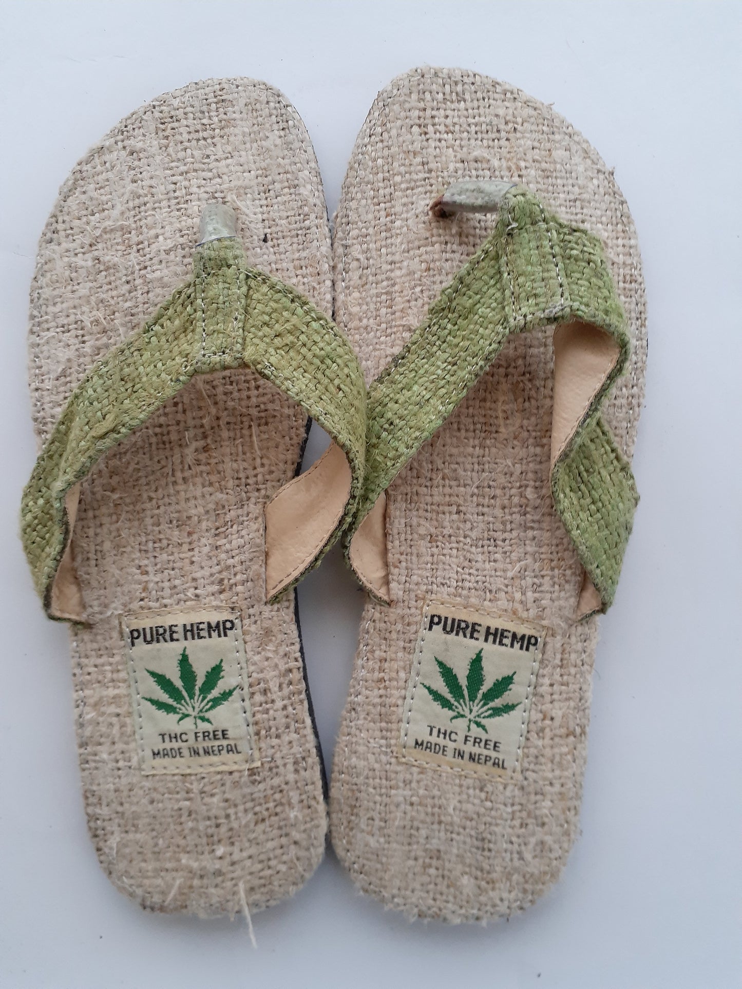 Handmade Colorful Nepalese Hemp Sandals / Thongs / Slides / Flip-flops / Jandals - Green