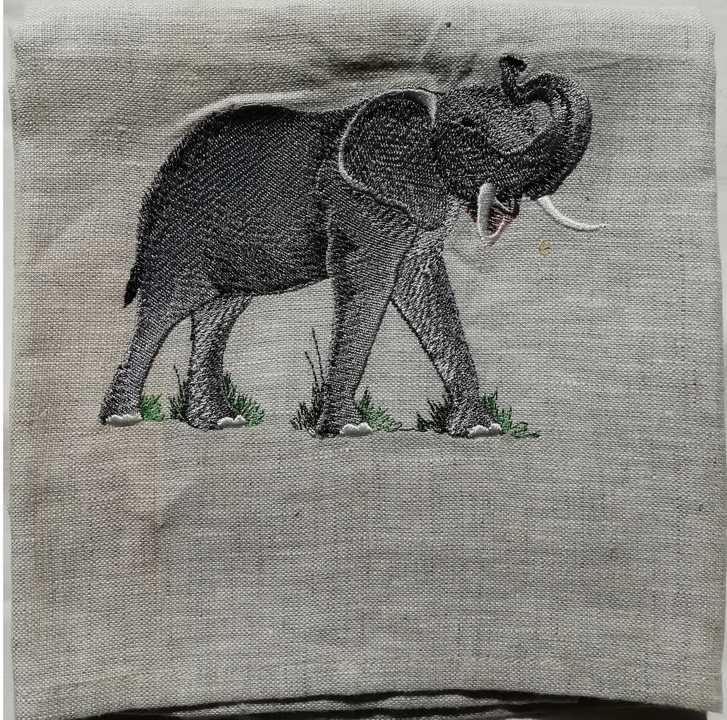 Embroidered Hemp Tea Towel